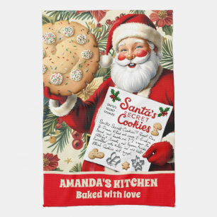 Santa’s Cookie Recipe Personalised Christmas Tea Towel