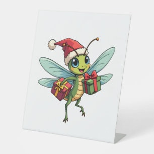 Santa’s Dragonfly Helper Pedestal Sign