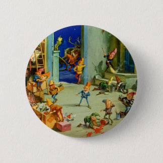 Santa 's Elves Working in his North Pole Workshop 6 Cm Round Badge