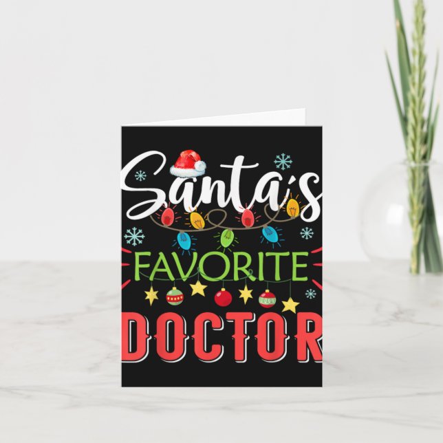 Santa S Favorite Doctor Xmas Light Santa Hat Chris Card (Front)