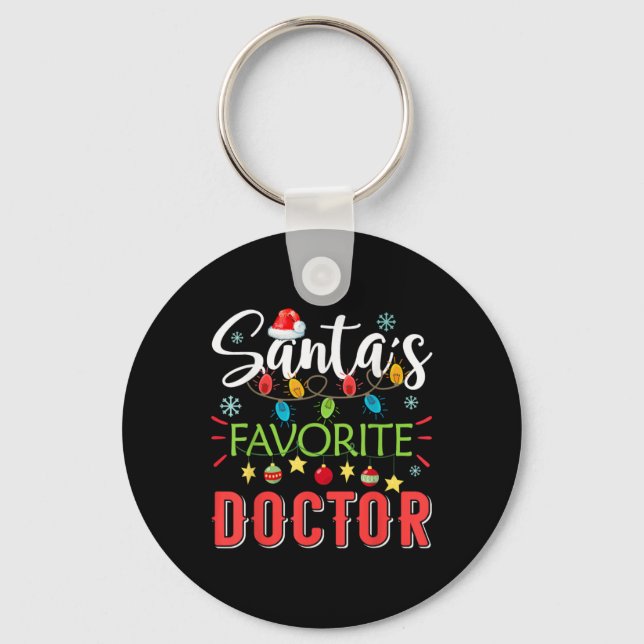 Santa S Favorite Doctor Xmas Light Santa Hat Chris Key Ring (Front)