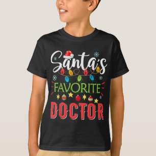 Santa S Favorite Doctor Xmas Light Santa Hat Chris T-Shirt