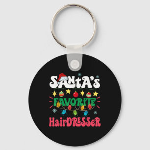 Santa S Favorite Hairdresser Santa Hat Xmas Light  Key Ring