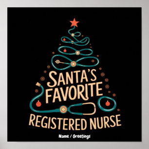 Santa’s Favorite Registered Nurse Christmas Health Poster