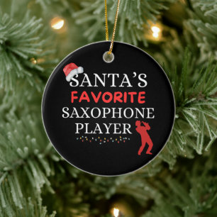 Santa’s Favorite Saxophone Player Ceramic Tree Decoration