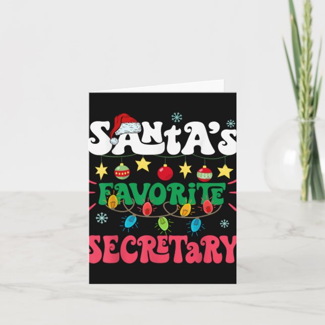 Santa S Favorite Secretary Funny Santa Xmas Light  Card (Front)