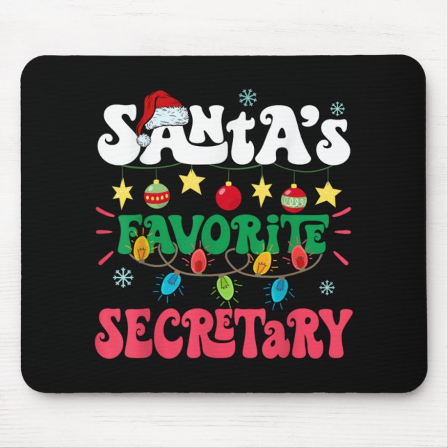 Santa S Favorite Secretary Funny Santa Xmas Light  Mouse Pad (Front)