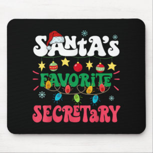 Santa S Favorite Secretary Funny Santa Xmas Light Mouse Pad