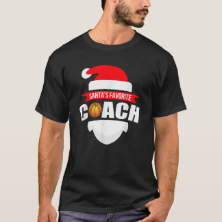 Santa s Favourite Basketball Coach Funny Christmas T-Shirt