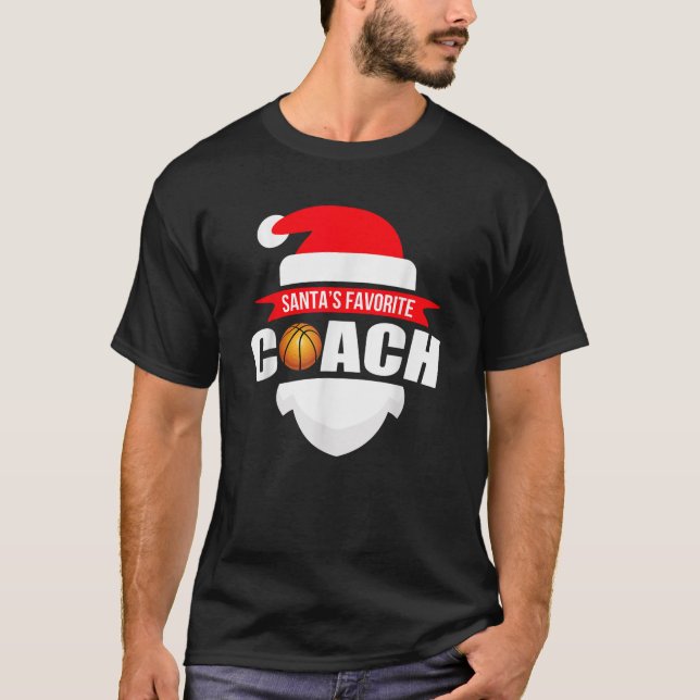Santa s Favourite Basketball Coach T Shirt Funny C (Front)