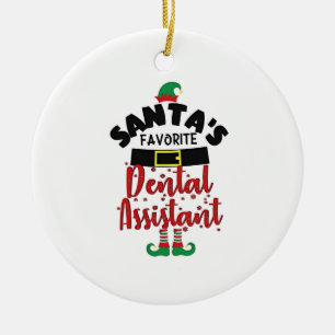 Santa’s Favourite Dental Assistance Christmas Sant Ceramic Tree Decoration