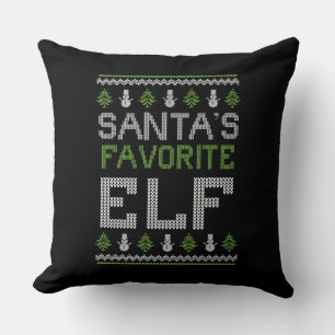 Santa’s Favourite Elf – Ugly Sweater Christmas Cushion