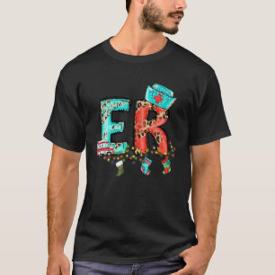 Santa s Favourite ER Nurse Xmas Light Santa Hat Ch T-Shirt