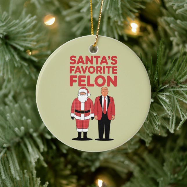 Santa’s Favourite Felon Trump Christmas Republican Ceramic Tree Decoration (Tree)