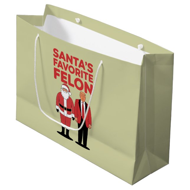 Santa’s Favourite Felon Trump Christmas Republican Large Gift Bag (Front Angled)