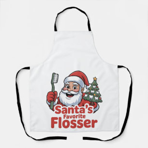 Santa’s Favourite Flosser Christmas Dental Dentist Apron