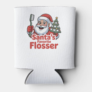 Santa’s Favourite Flosser Christmas Dental Dentist Can Cooler