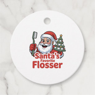 Santa’s Favourite Flosser Christmas Dental Dentist Favour Tags