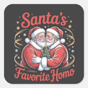 Santa’s Favourite Homo LGBT Pride Gay Christmas Square Sticker