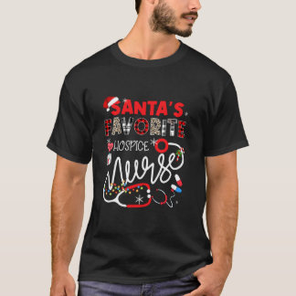Santa s Favourite HOSPICE Nurse Xmas Lights Leopar T-Shirt
