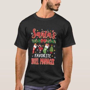 Santa s Favourite Hotel Manager Santa Hat Xmas T-Shirt