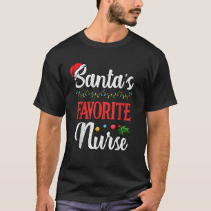 Santa s Favourite Nurse Christmas Light Hospital N T-Shirt