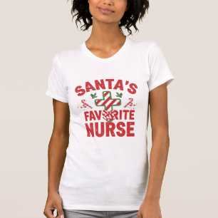 Santa’s Favourite Nurse Funny Christmas Nurse T-Shirt
