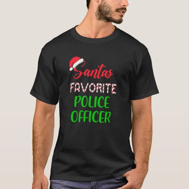 Santa’s Favourite Police Officer Pajama Christmas  T-Shirt (Front)