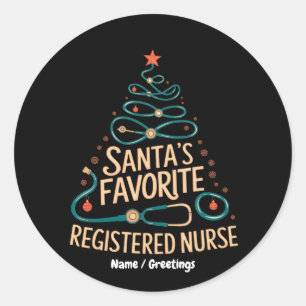 Santa’s Favourite Registered Nurse Christmas Healt Classic Round Sticker