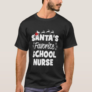 Santa s Favourite School Nurse Funny Christmas Mat T-Shirt