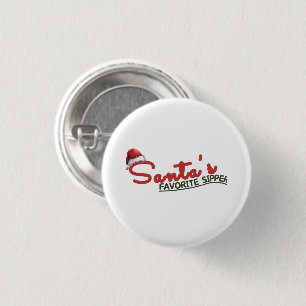 Santa’s Favourite Sipper Holiday Design 3 Cm Round Badge