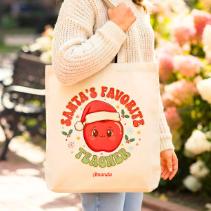 Santa’s Favourite Teacher Funny Christmas Gift Tote Bag