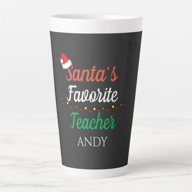Santa’s Favourite Teacher Merry Christmas customis Latte Mug (Front)