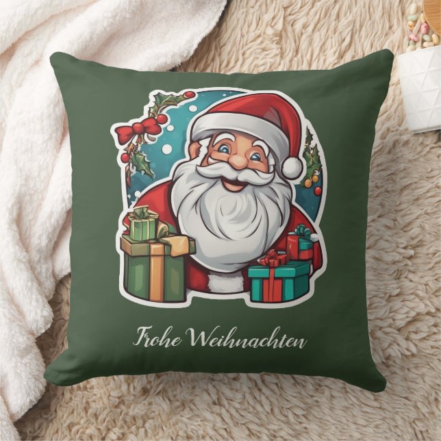 Santa’s head in colorful cartoon style. cushion (Blanket)