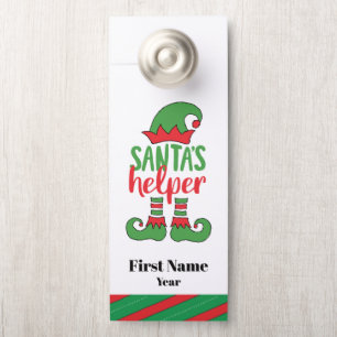Santa’s Helper Cute Cartoon Elf Drawing Cute Elf Door Hanger