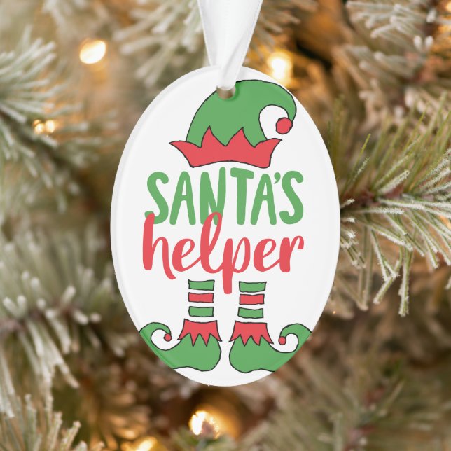 Santa’s Helper Cute Cartoon Elf Drawing Cute Elf Ornament (Tree)