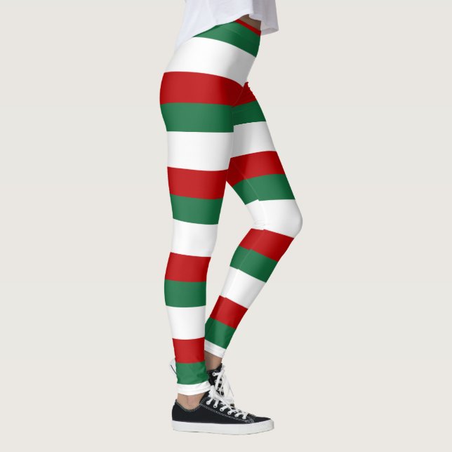 Santa’s Helper Elf • Red, Green & White Christmas Leggings (Right)