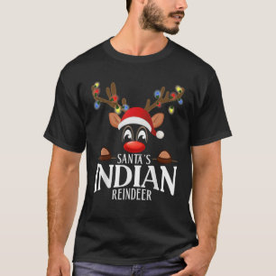 Santa s Indian Reindeer Funny XMas Matching PJS  T-Shirt