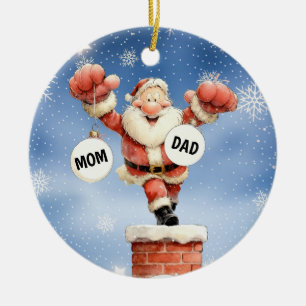 Santa’s Joyful Chimney Dance Ceramic Ornament