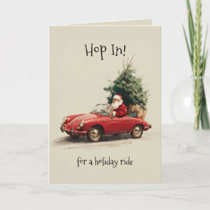 Santa’s Joyride in Red Convertible Holiday Card