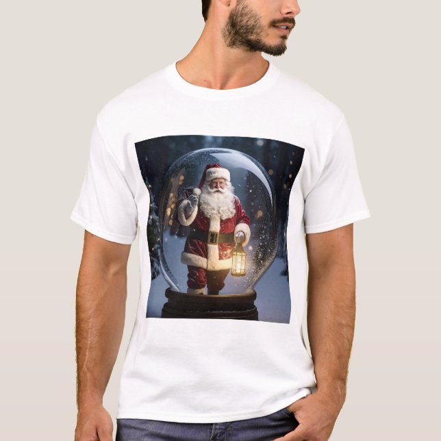 Santa’s Lantern – Snow Globe Christmas Magic T-Shirt (Front)