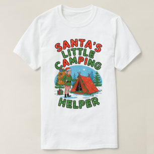 Santa’s Little Camping Helper Christmas Elf Design T-Shirt