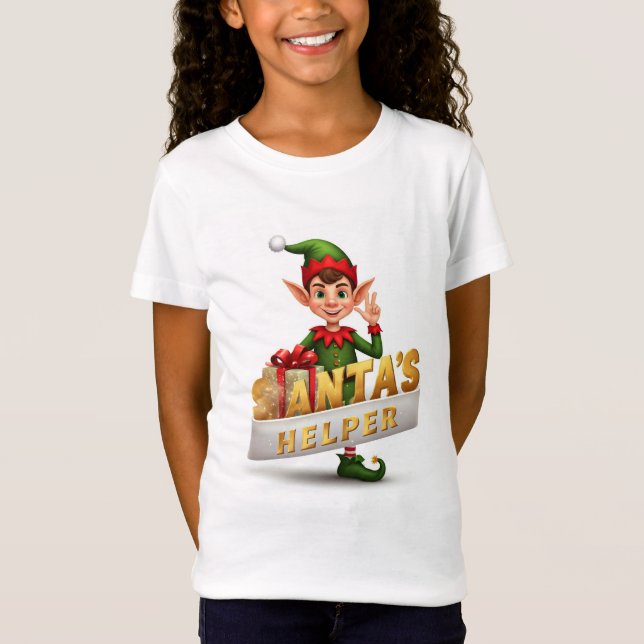 Santa’s Little Helper Christmas Kids T-Shirt – Cut (Front)