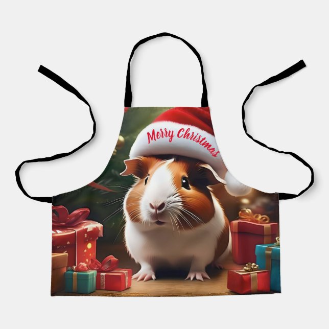 "Santa’s Little Helper: The Christmas Guinea Pig" Apron (Front)