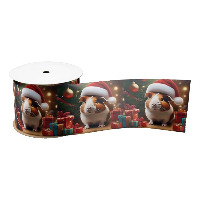 "Santa’s Little Helper: The Christmas Guinea Pig" Satin Ribbon (Spool)