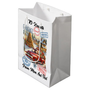 Santa’s Magical Delivery With Festive Decorations Medium Gift Bag