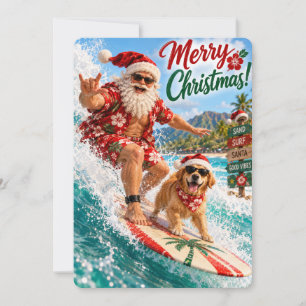 Santa’s Merry Adventures   Beach Mode On Holiday Card