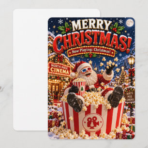 Santa’s Merry Adventures Christmas Movie Night Holiday Card