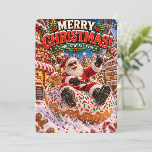 Santa’s Merry Adventures Doughnut Stop Believin’ Holiday Card