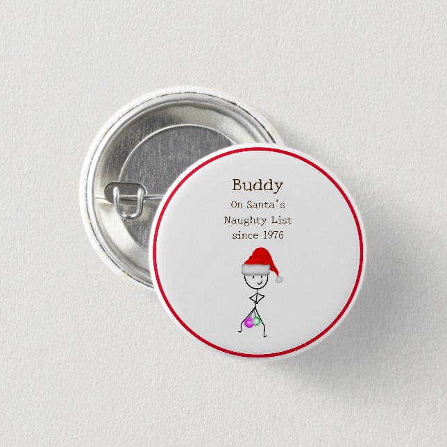 Santa’s Naughty List 3 Cm Round Badge (Front & Back)